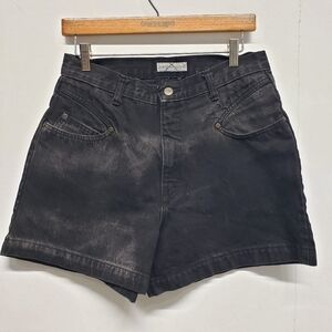 Vintage Juniors Denim Short Size 11 Black High-Waisted Mom Jean Short Festival